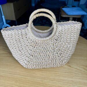 Frienda Straw Tote Bag Summer Beach Bag Handmade Straw Rattan Woven Handbag